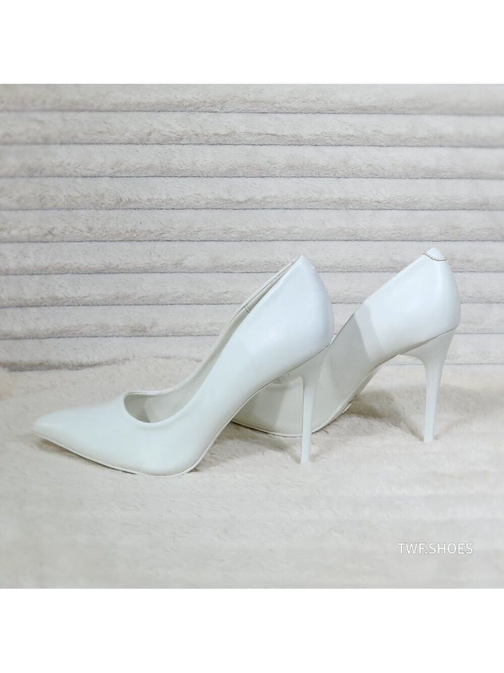 Bright White Matte High Heel Pumps Matching Colored Sole Fabio